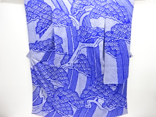 JAPANESE KIMONO / FURISODE / SILK / ALL SHIBORI / WATERFALL & PINE